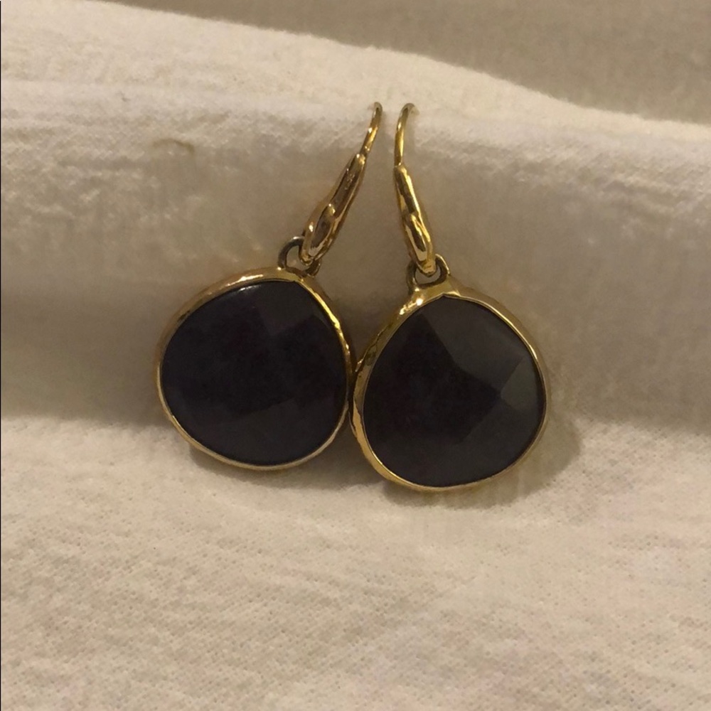 Gold tone with purple stone drop earring dangle